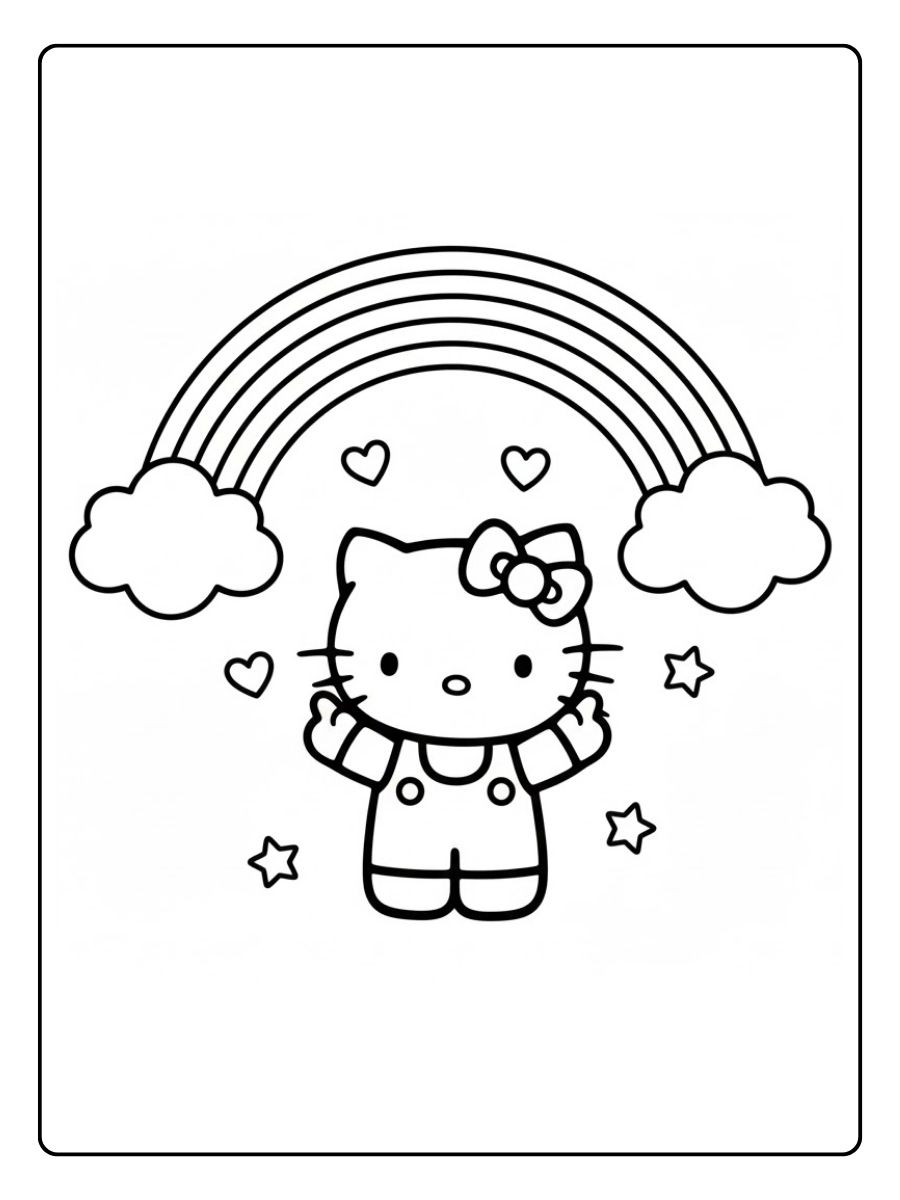 Hello Kitty und Regenbogen