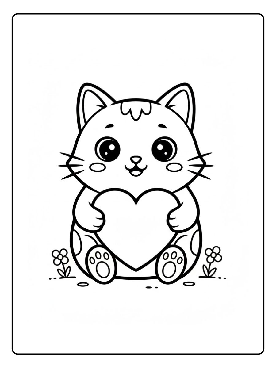 Herz Ausmalbild Katze