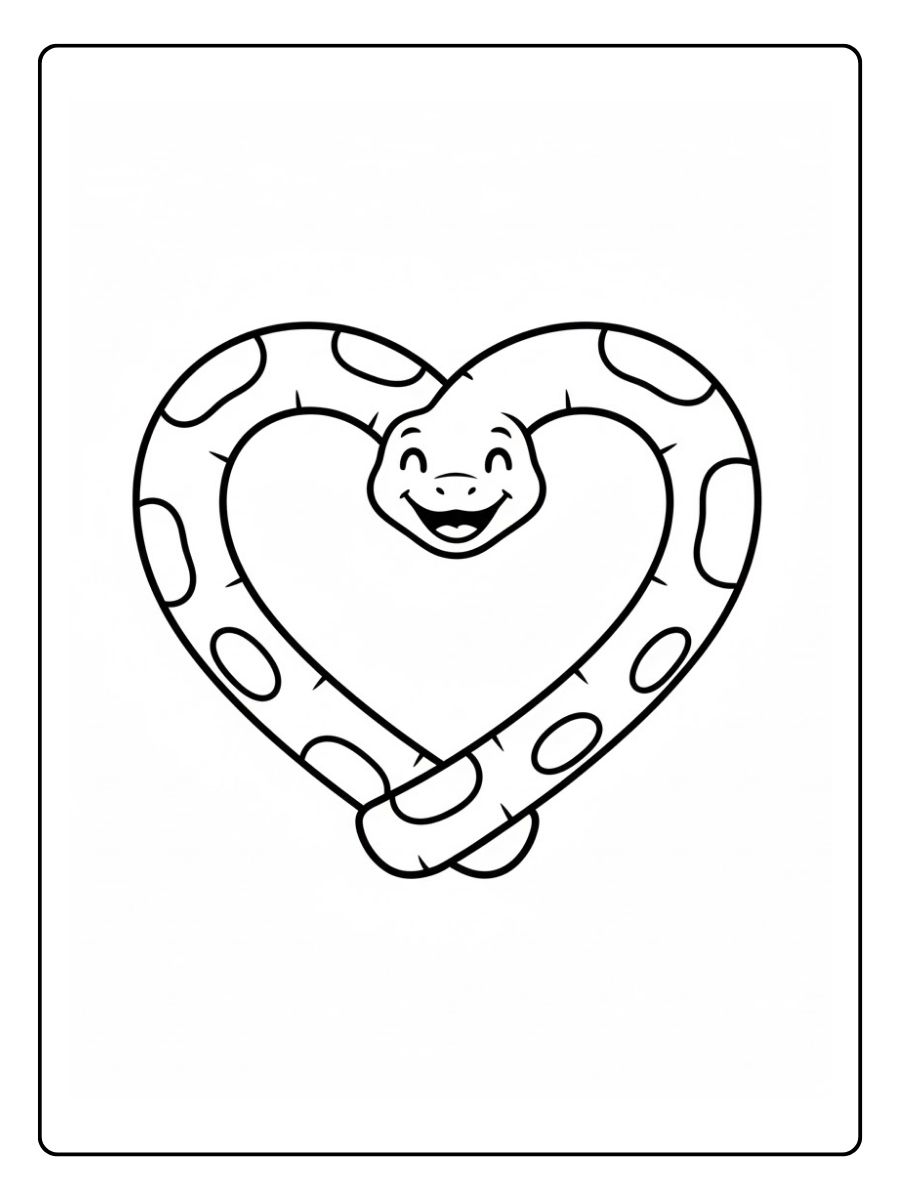 Herzform Schlange Ausmalbild