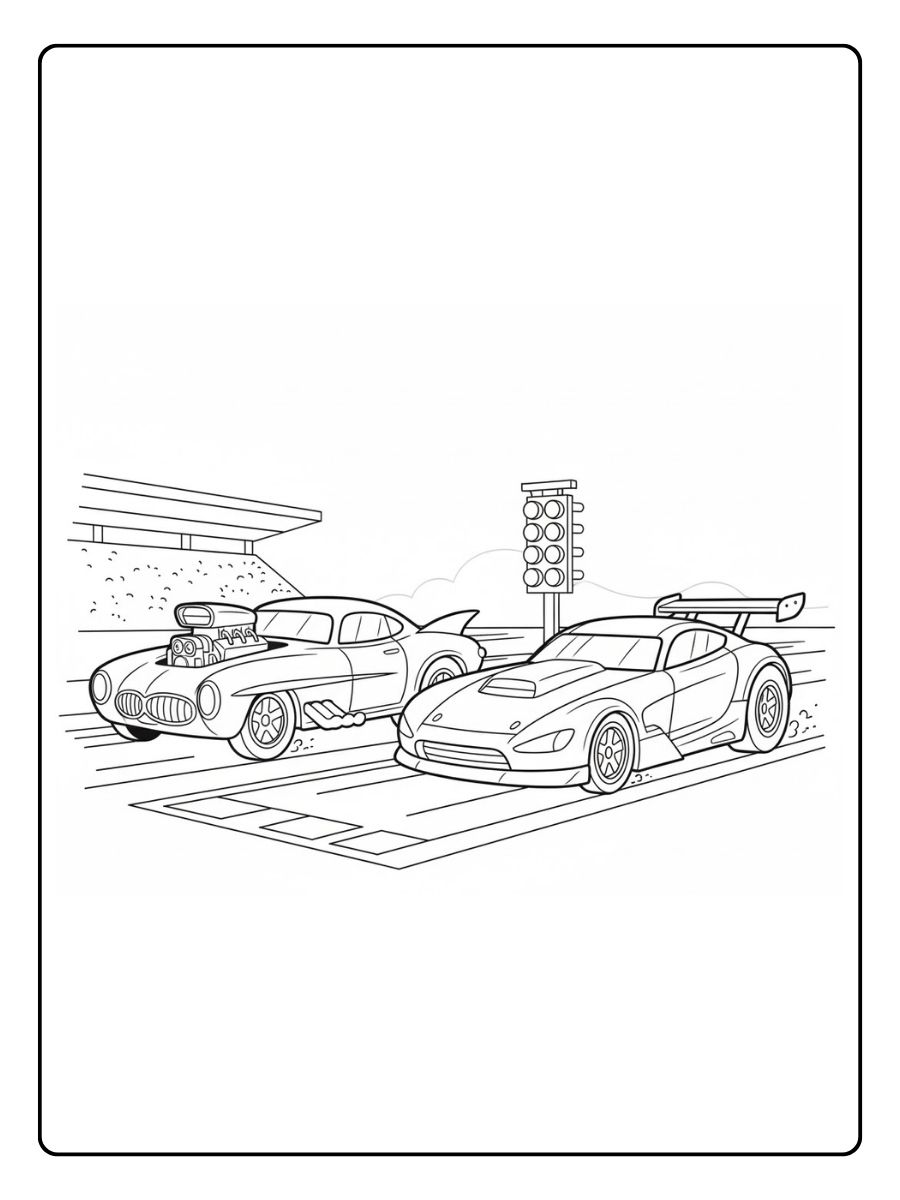 Hot Wheels Ausmalbilder Drag Race Action