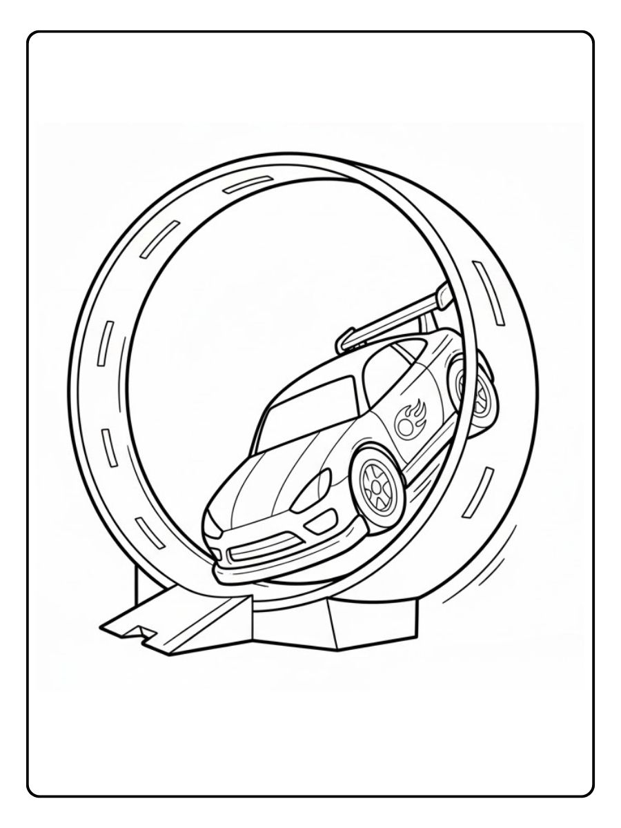 Hot Wheels Ausmalbilder Looping Bahn Rennen