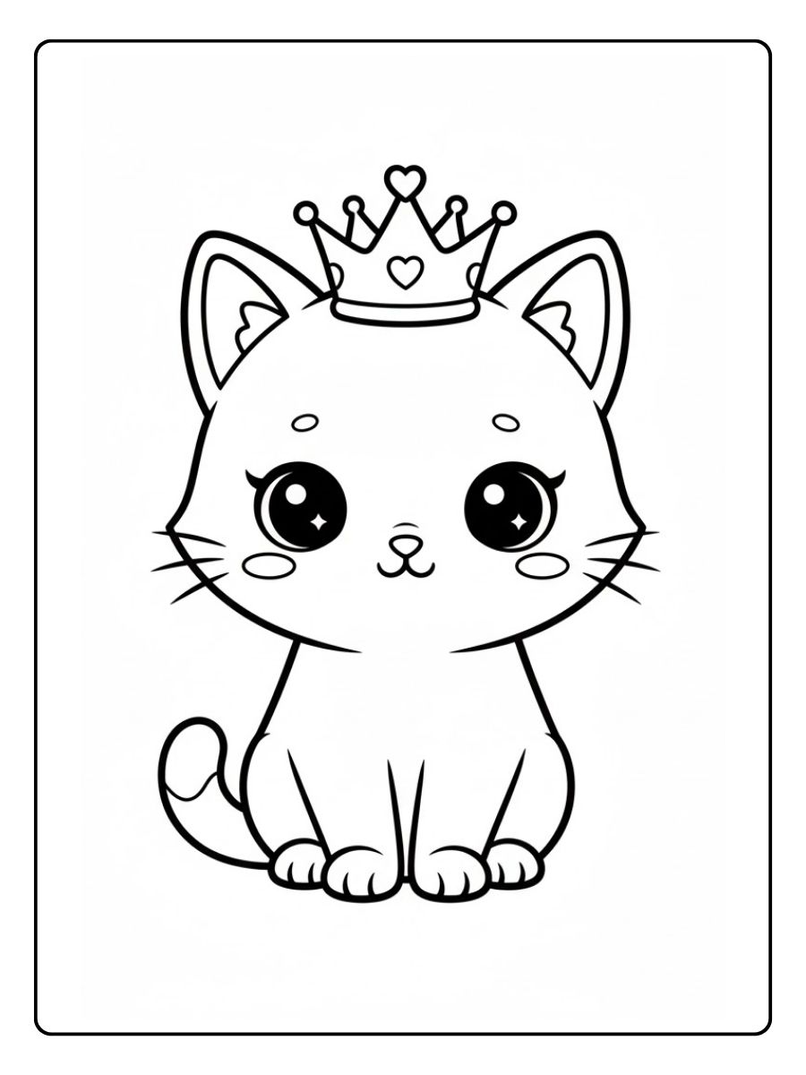 Kawaii Ausmalbilder Katzen Prinzessin