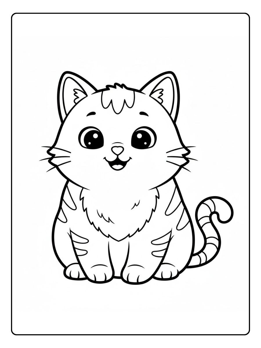 Kawaii Ausmalbilder Katzen lächelnde Katze