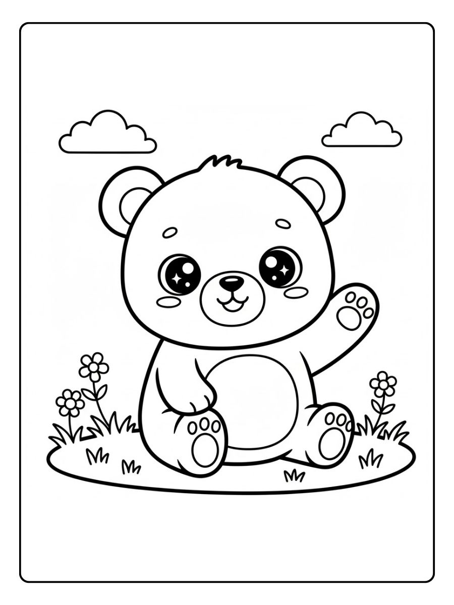 Kawaii Bär Ausmalbild süß