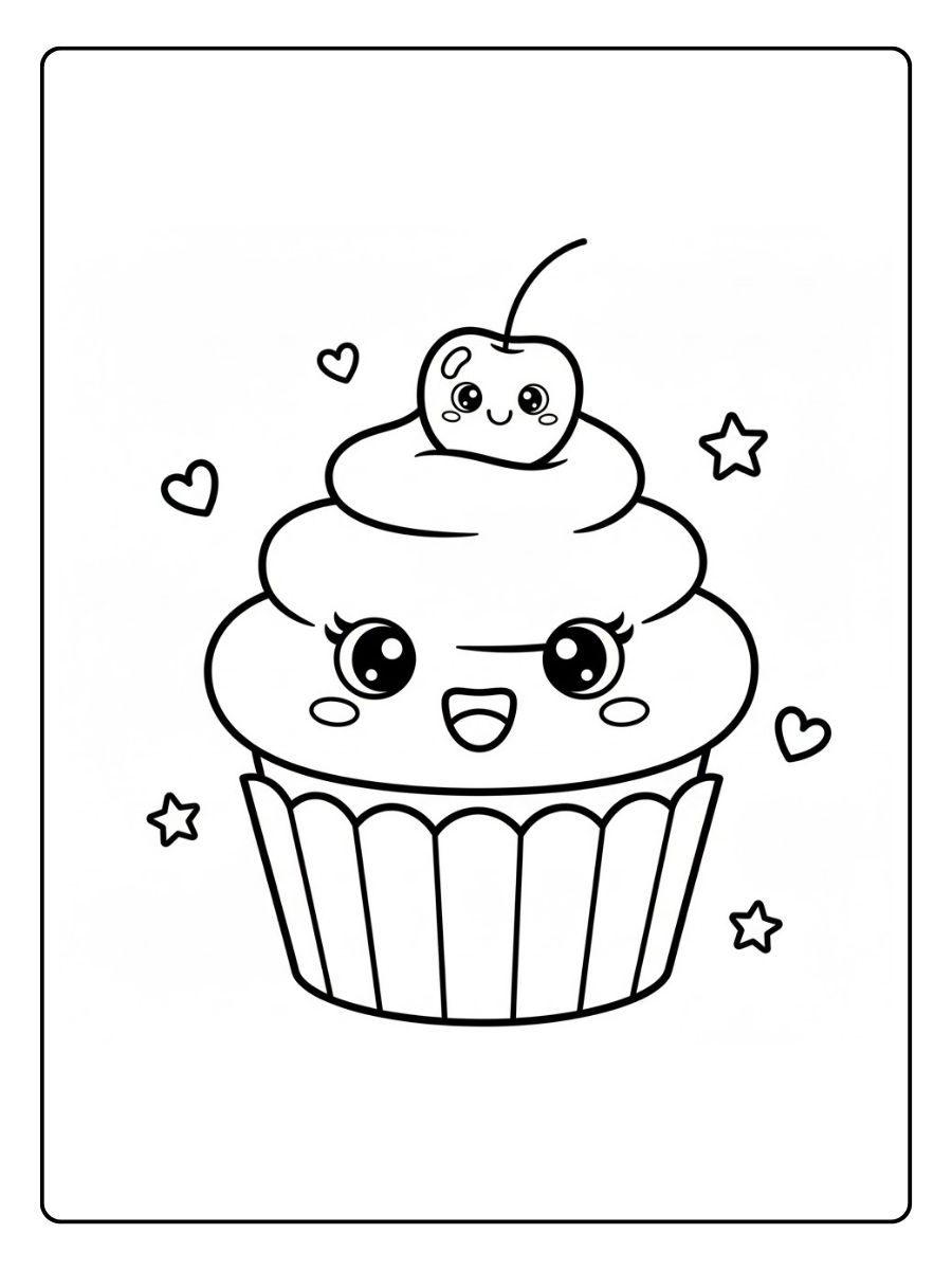 Kawaii Cupcake Ausmalbilder Food