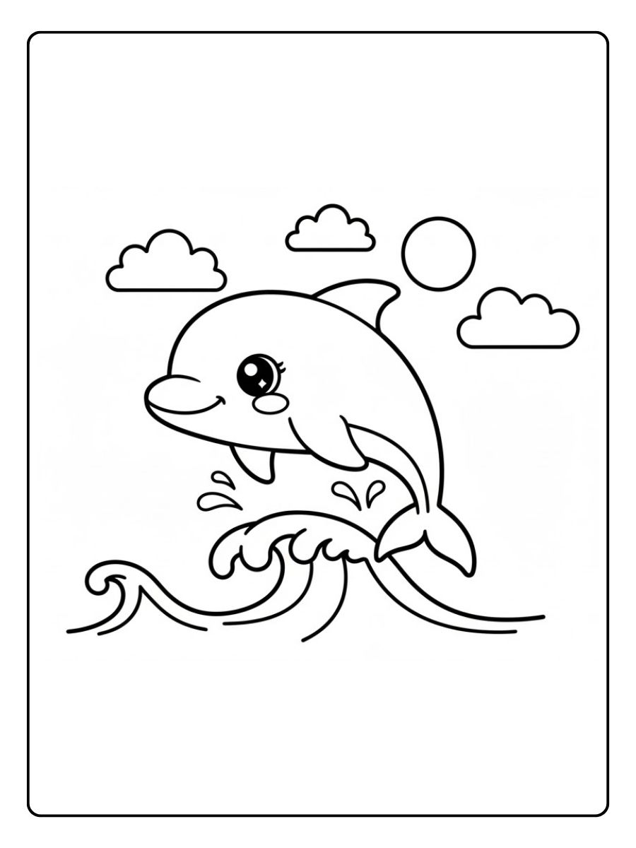 Kawaii Delfin Ausmalbild süß