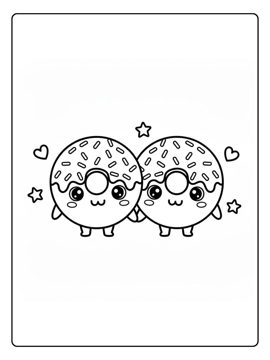 Kawaii Donut Freunde Ausmalbilder Food