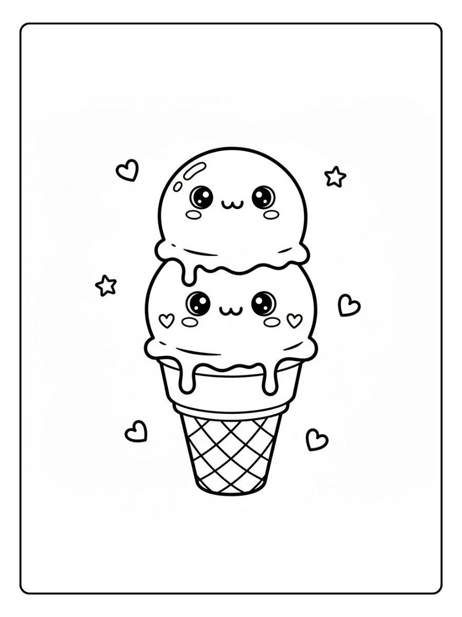 Kawaii Eiscreme Ausmalbilder Food
