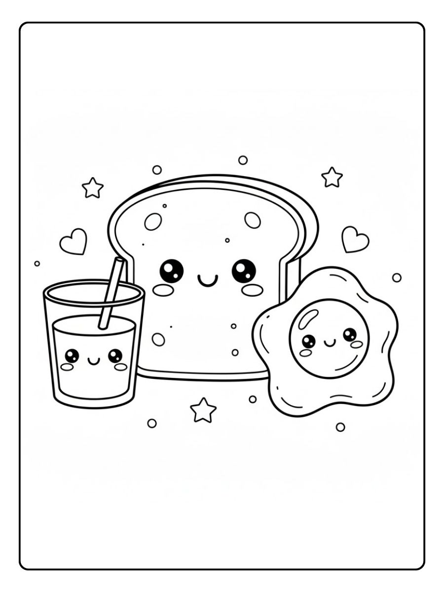 Kawaii Frühstück Ausmalbilder Food