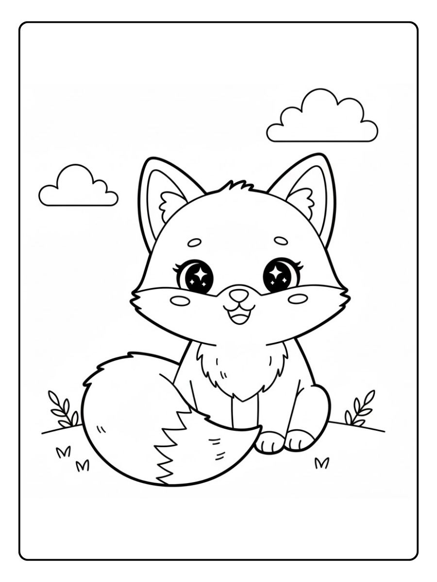 Kawaii Fuchs Ausmalbild süß
