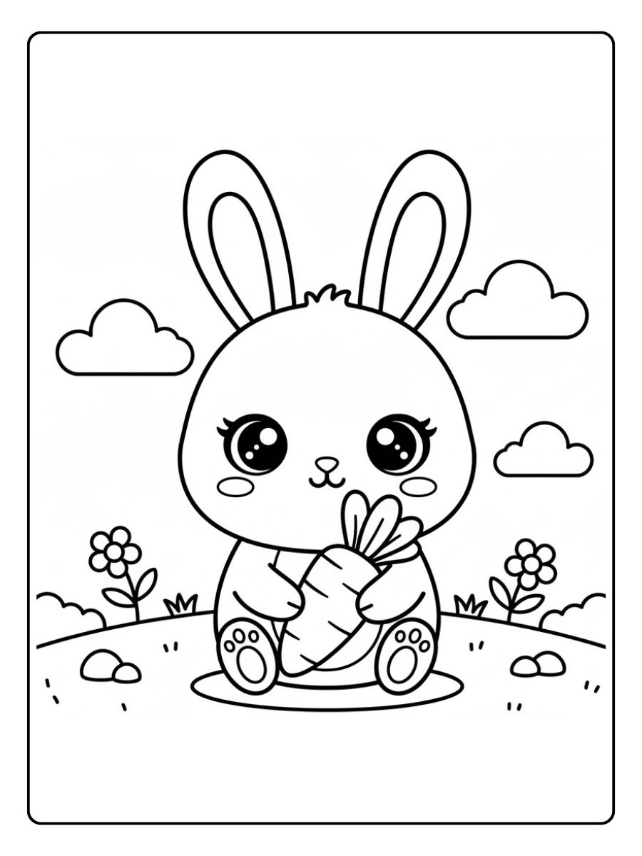 Kawaii Häschen Ausmalbild süß