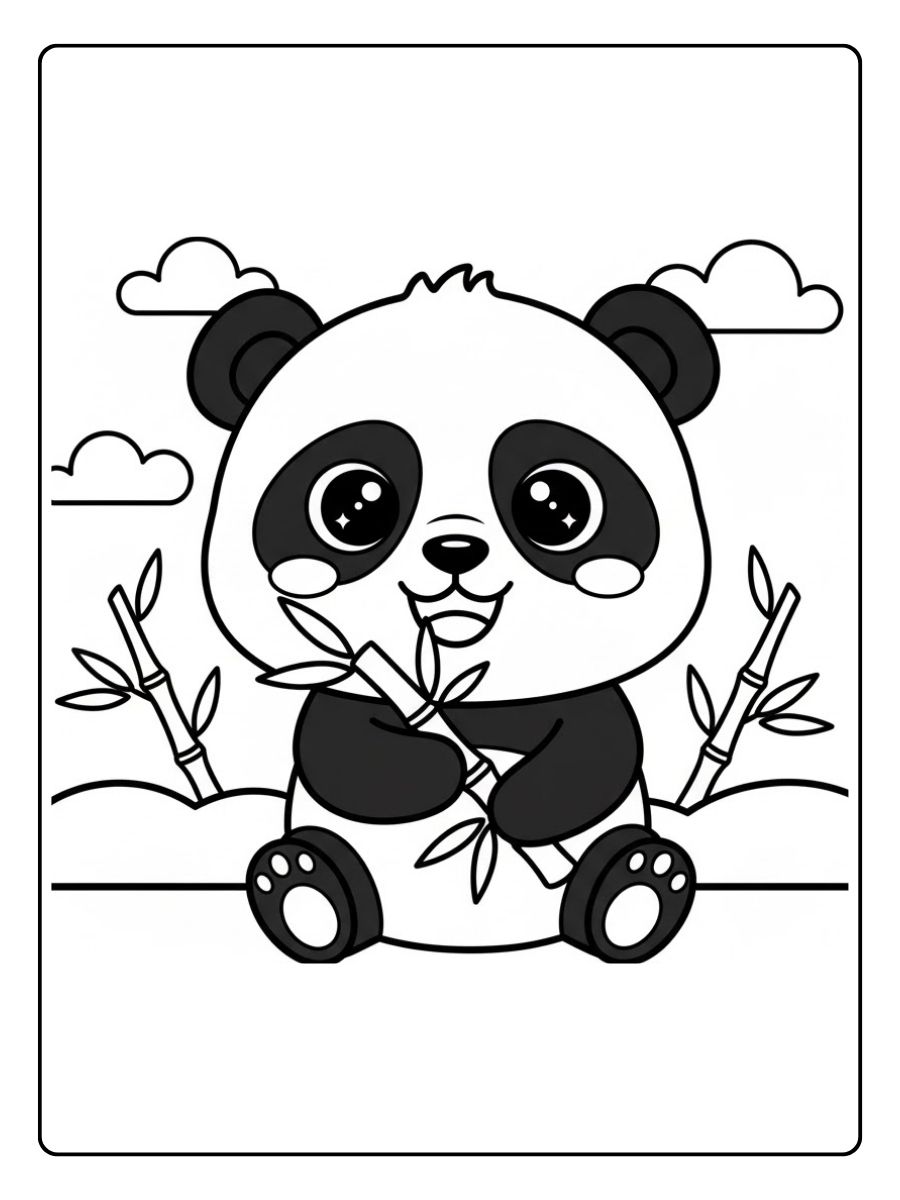 Kawaii Panda Ausmalbild süß