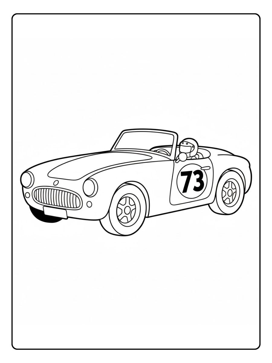 Klassisches Rennauto Ausmalbild