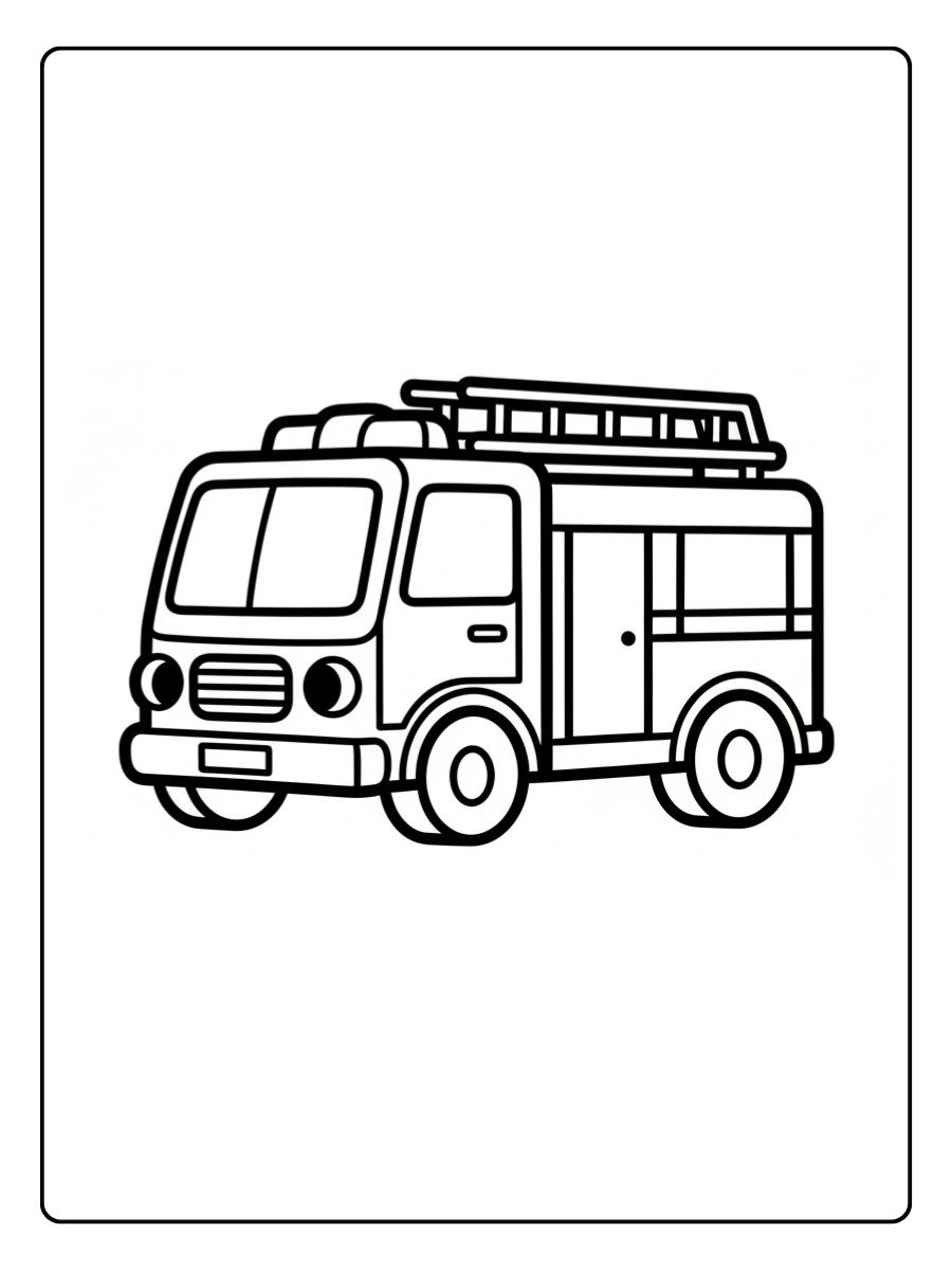 Kleines Feuerwehrauto Ausmalbild für Vorschule