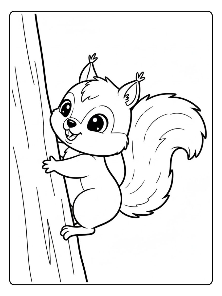 Kletterndes Eichhörnchen Ausmalbild