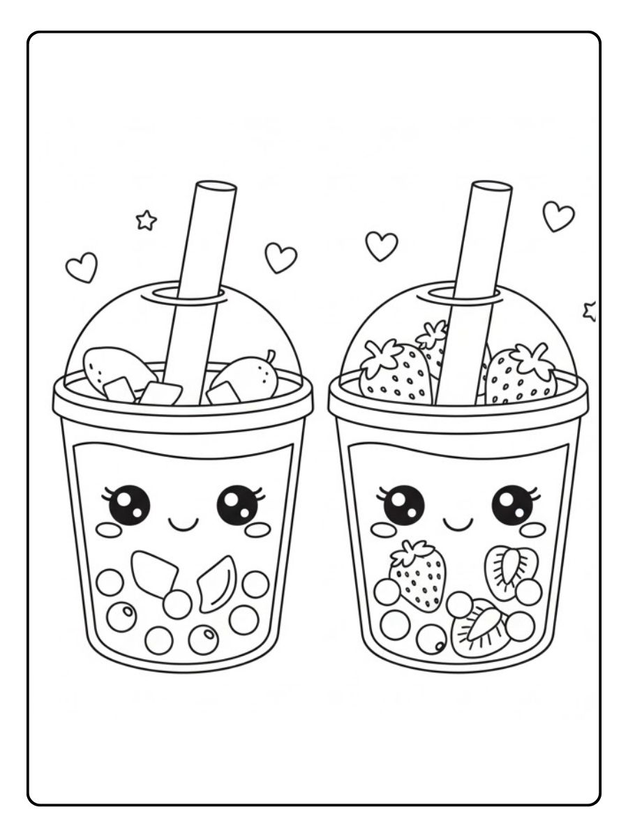 Kreativer Bubble Tea Ausmalbilder Mix