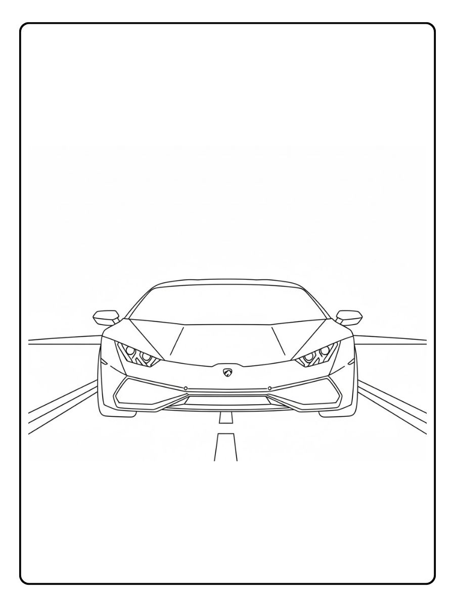 Lamborghini Ausmalbild mit Straße
