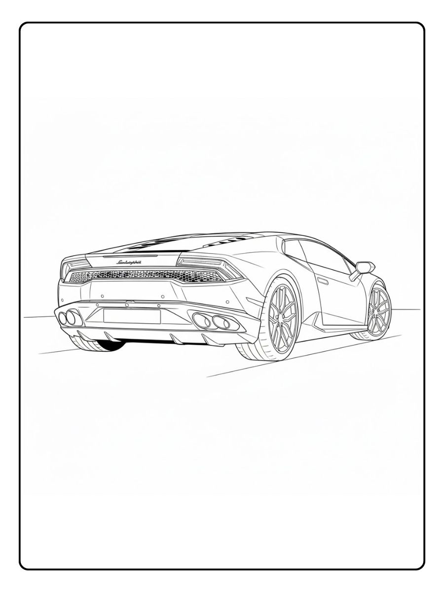 Lamborghini ausmalbild Rear View
