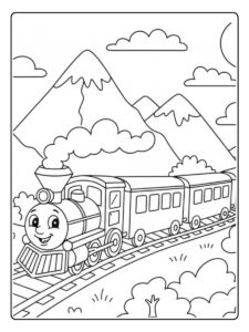 Landschaft Zug Ausmalbild