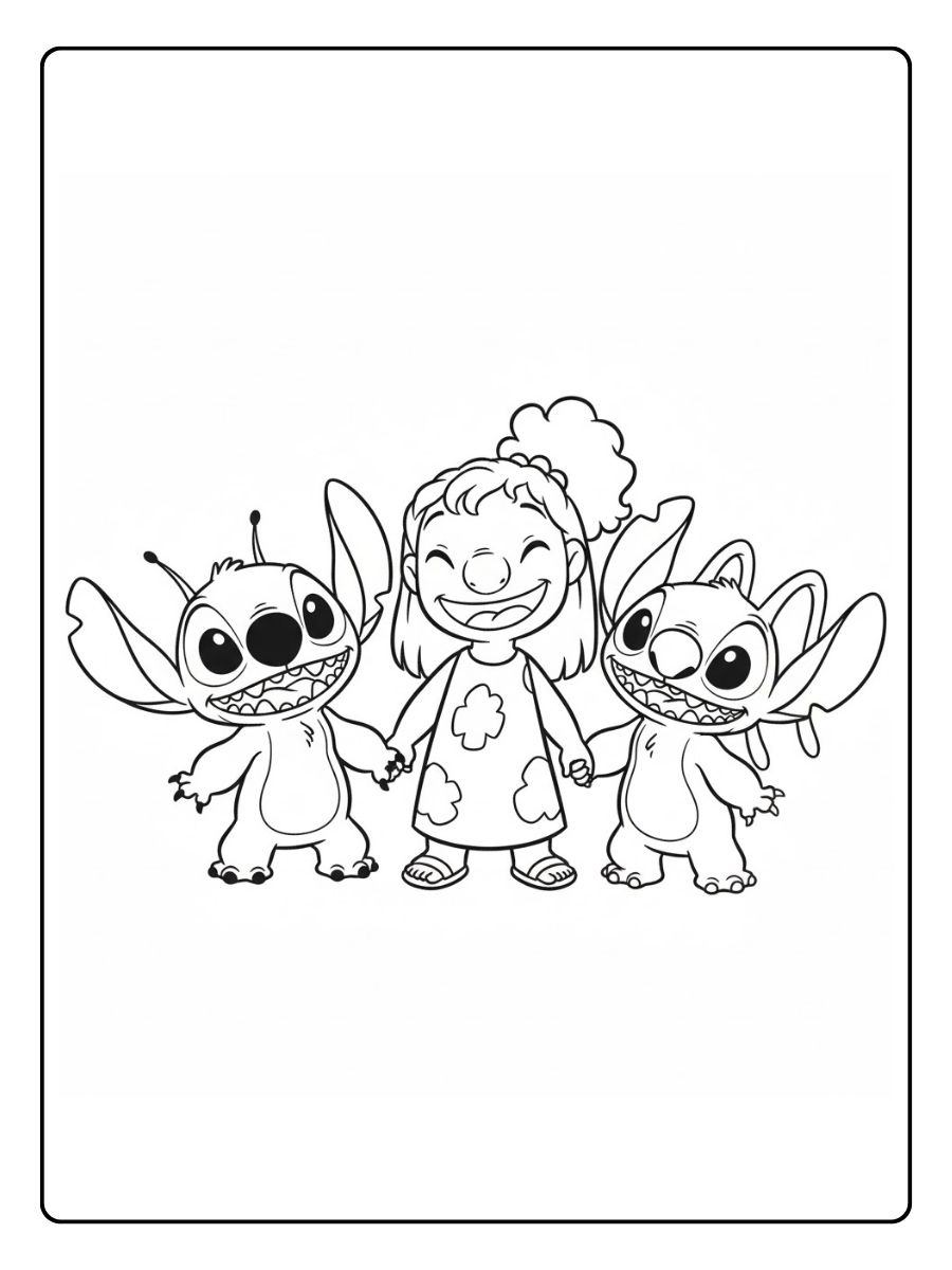 Lilo Stitch und Angel Freundschaft Ausmalbild