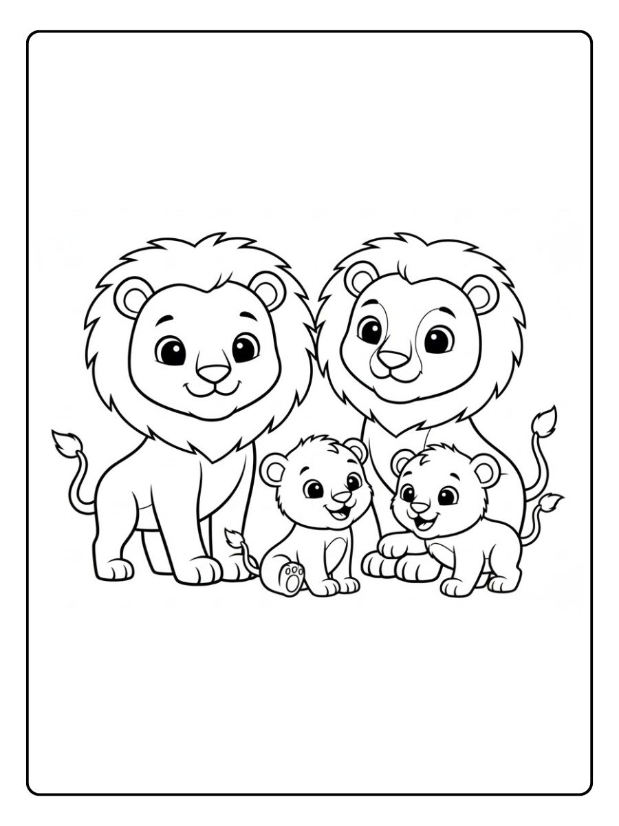 Löwe Ausmalbild Familie