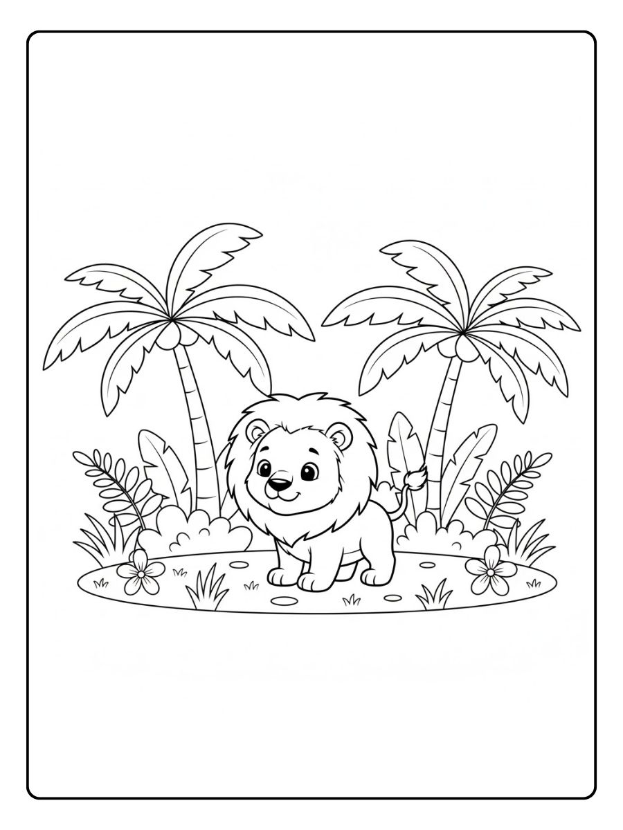 Löwe Ausmalbild im Dschungel