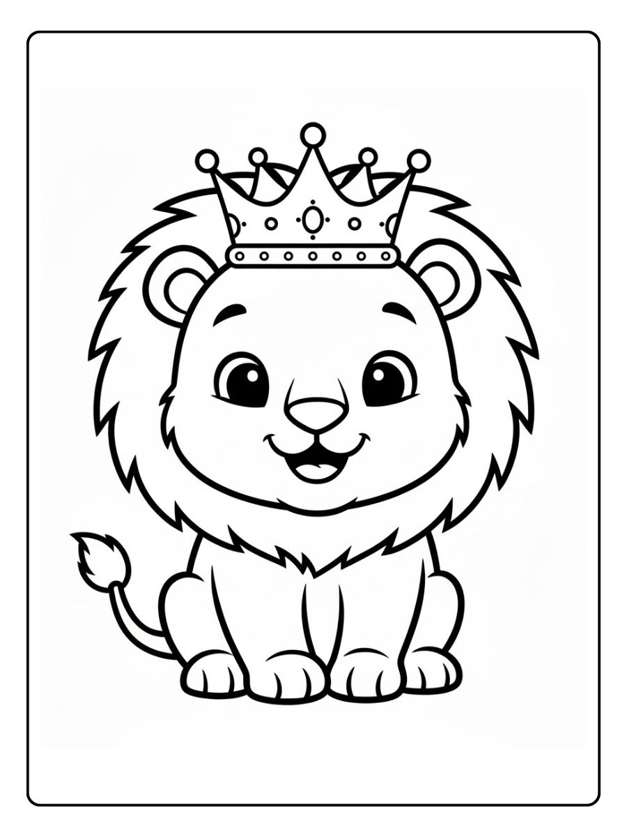 Löwe Ausmalbild mit Krone