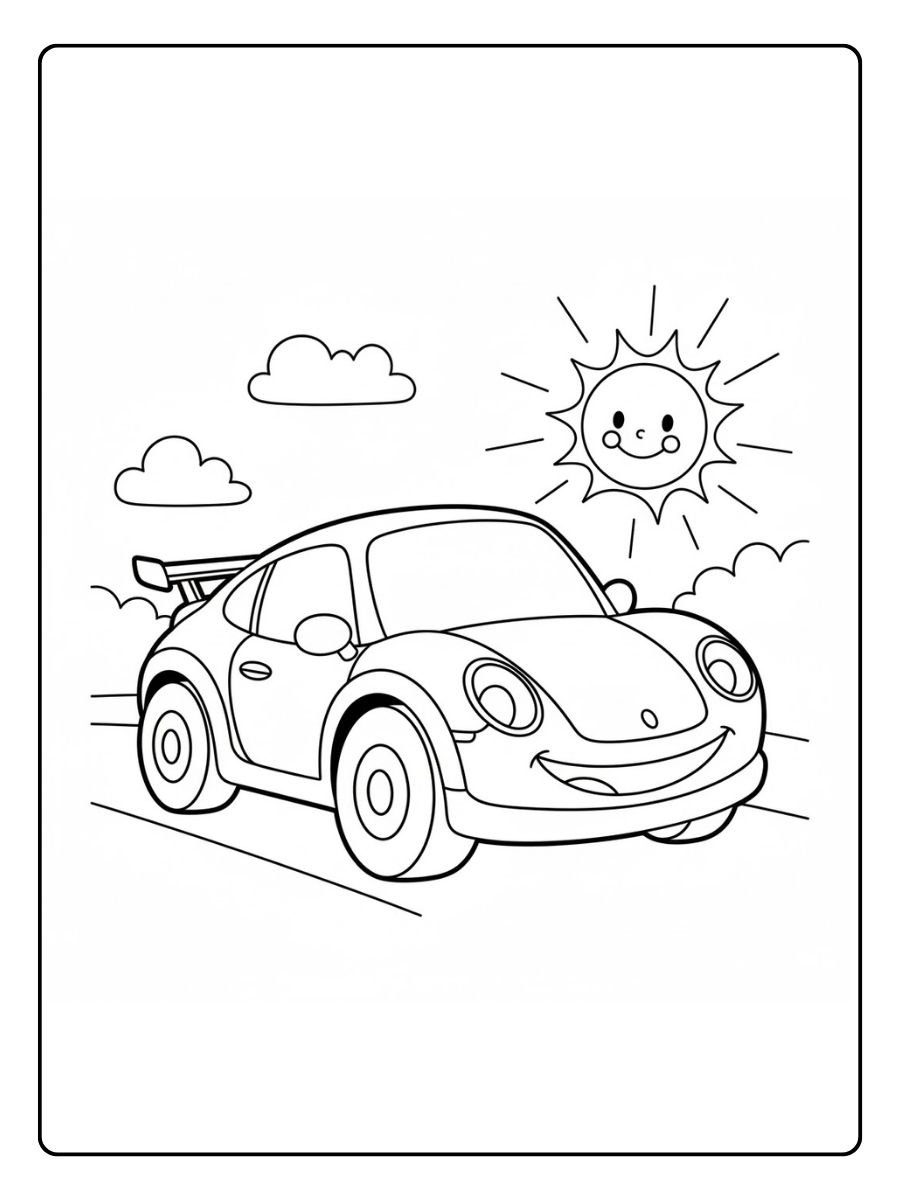 Lustige Ausmalbilder Sportwagen für Kinder