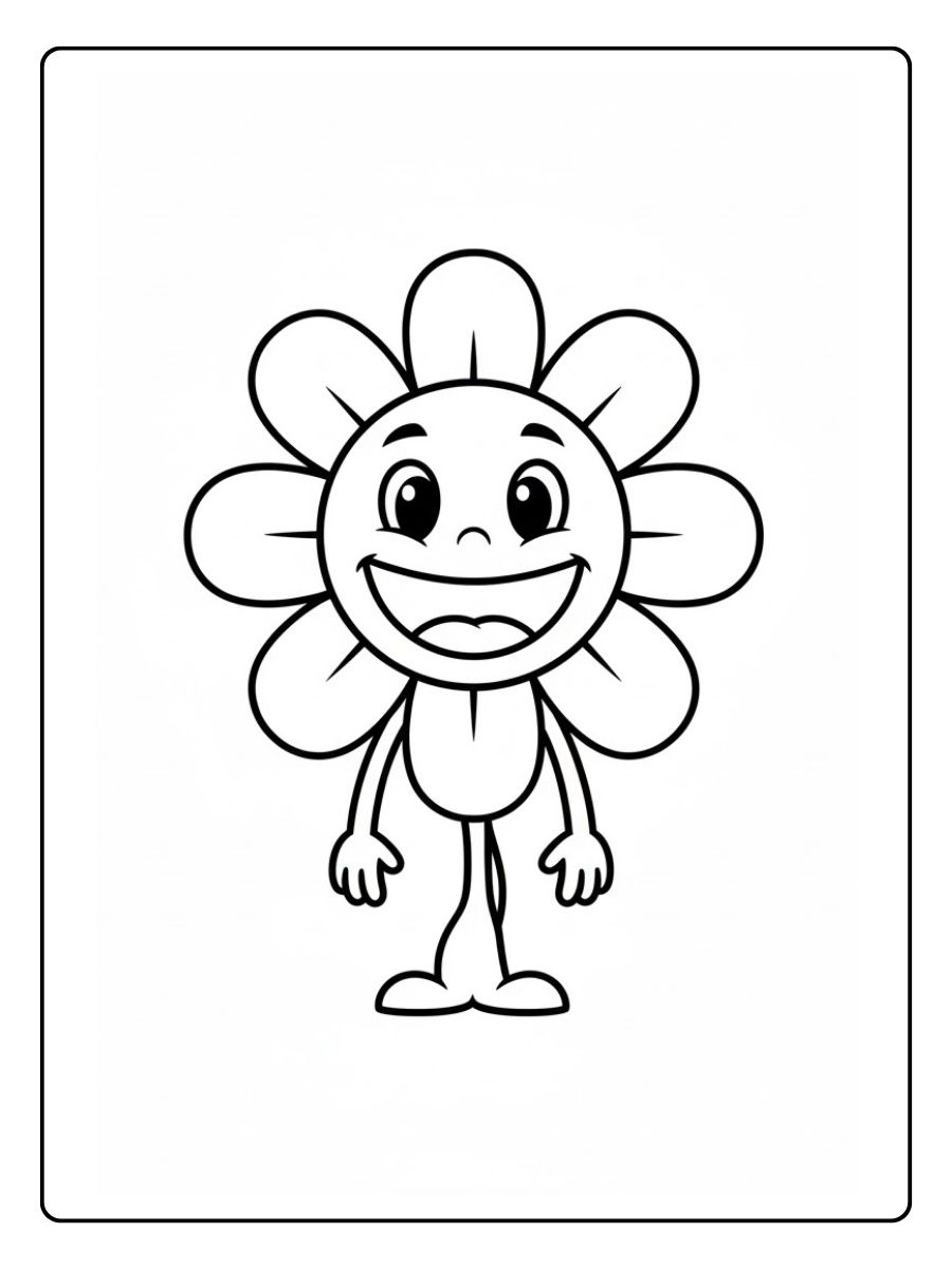 Lustige Blume Ausmalbild
