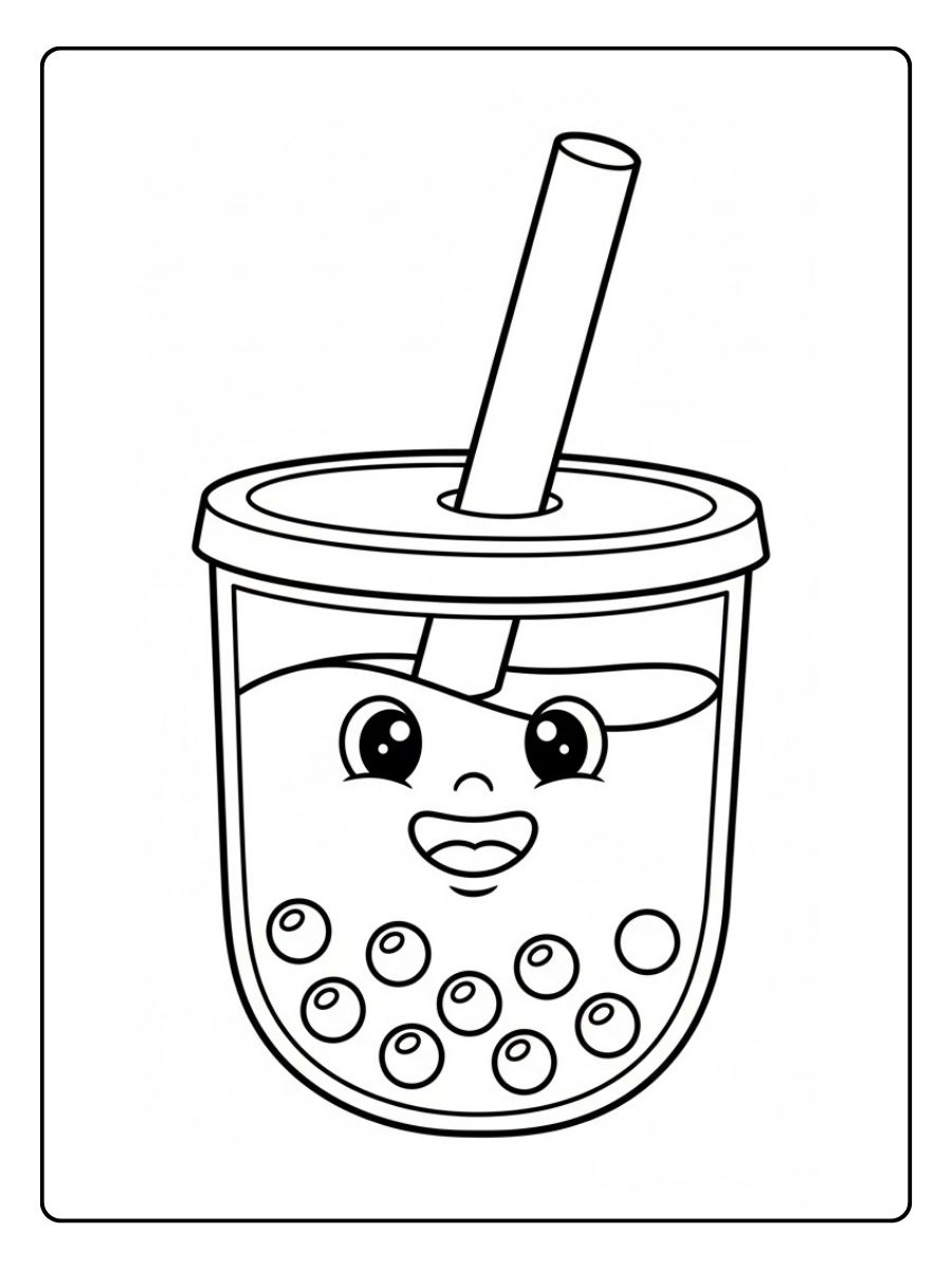 Lustiger Bubble Tea Ausmalbilder Becher