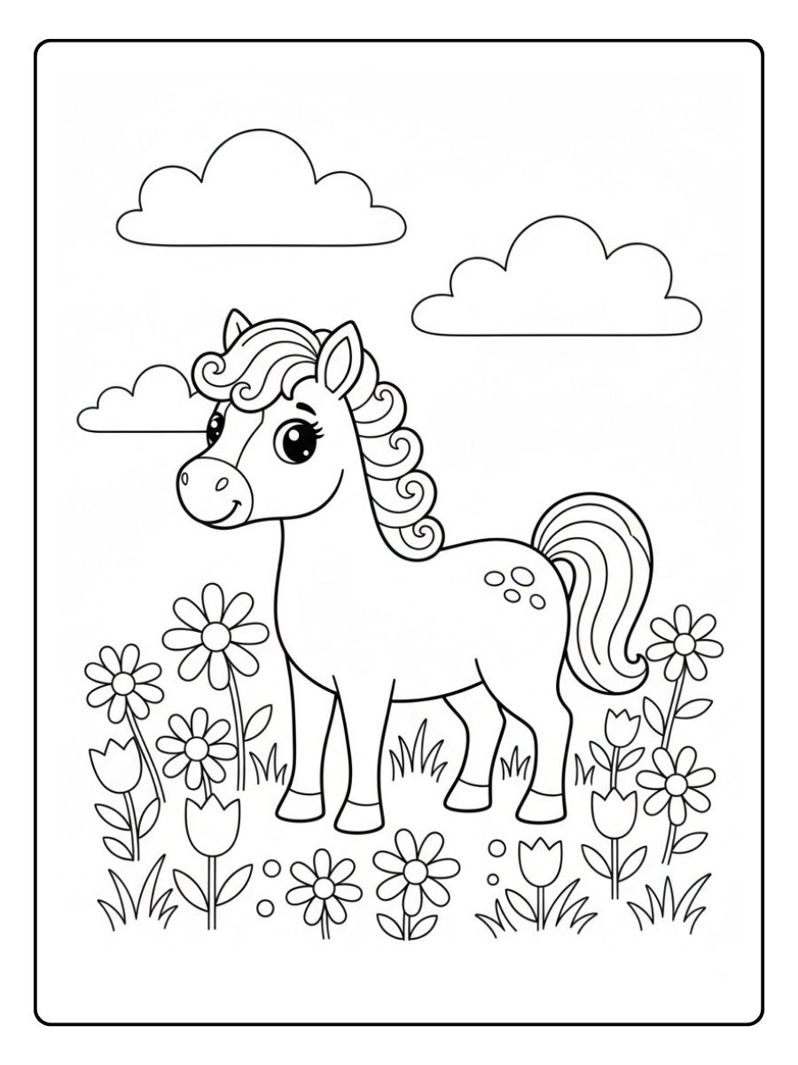 Lustiges Ausmalbild Pferd