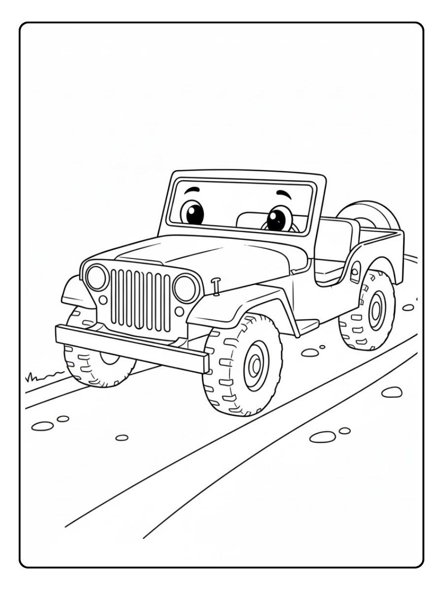 Lustiges Jeep Ausmalbild