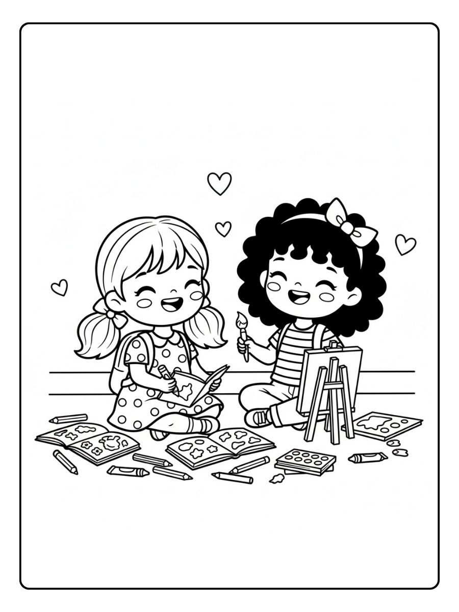 Mädchen BFF Malen zusammen