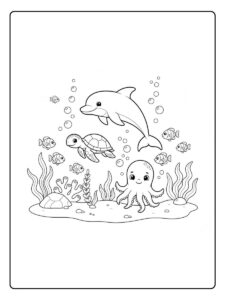 Meerestiere Ausmalbilder Gruppe