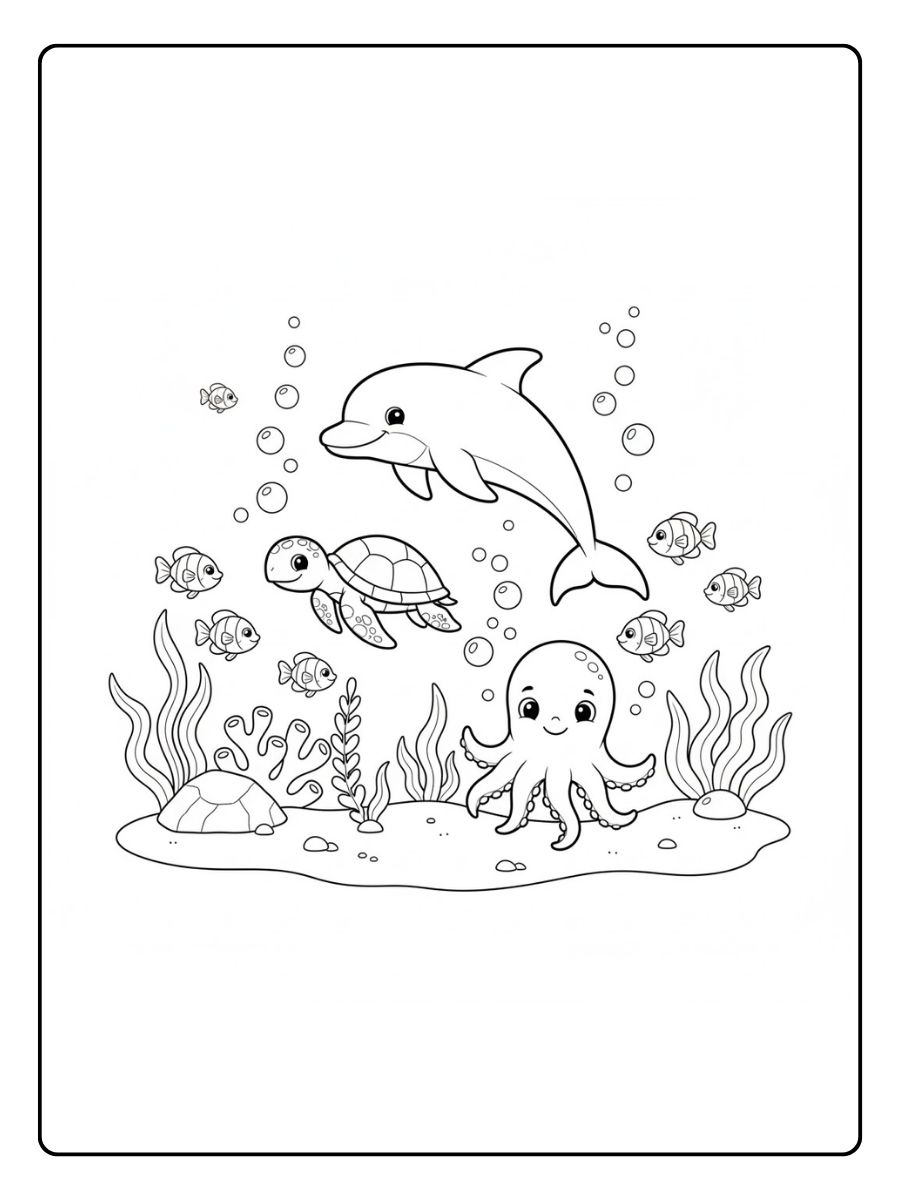 Meerestiere Ausmalbilder Gruppe