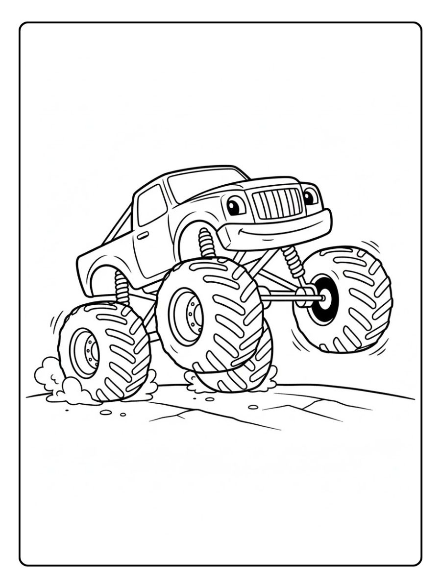 Monstertruck Ausmalbild beim Stunt