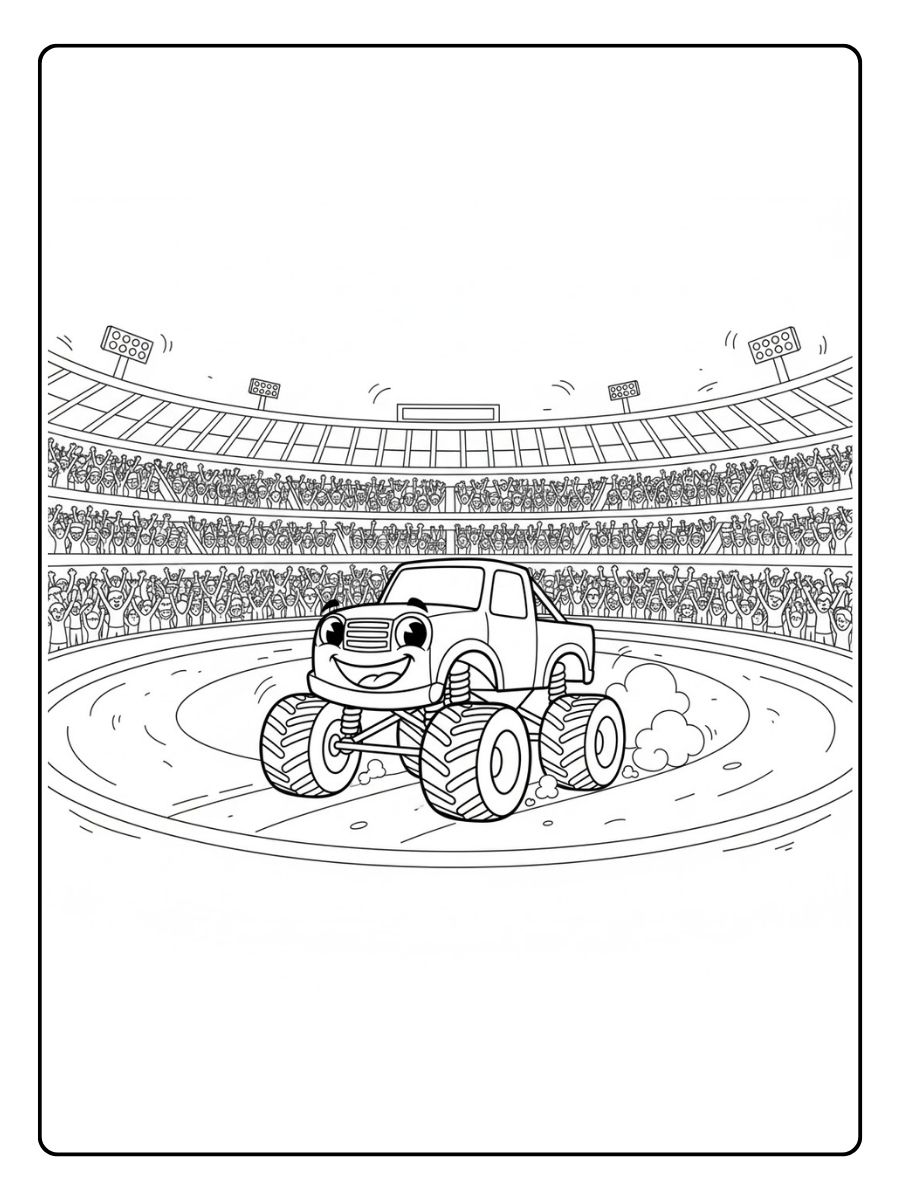 Monstertruck Ausmalbild im Stadion