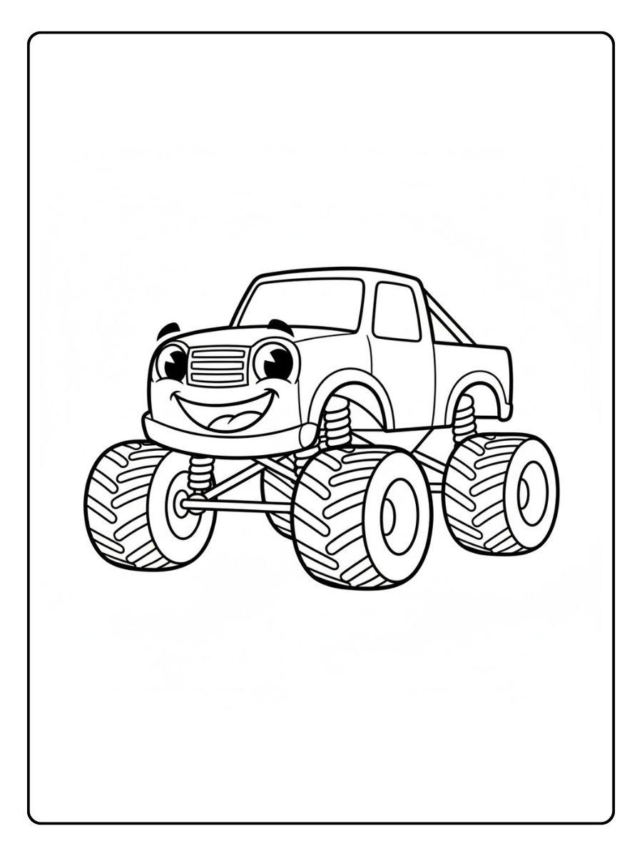 Monstertruck Ausmalbild mit Gesicht