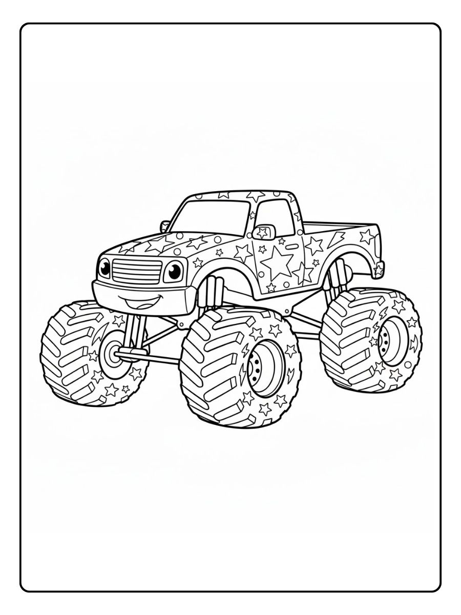 Monstertruck Ausmalbild mit Sternen