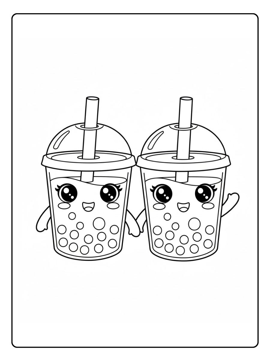 Niedlicher Bubble Tea Ausmalbilder Freund