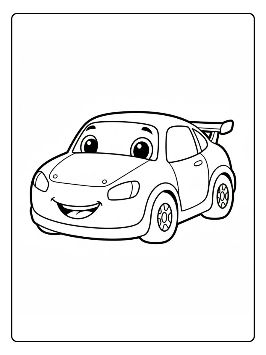 Niedliches Rennauto Ausmalbild