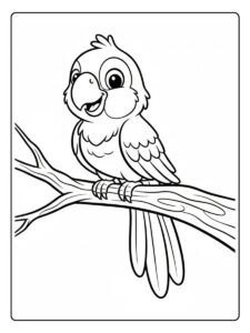 Papagei auf einem Ast – ausmalbilder papagei