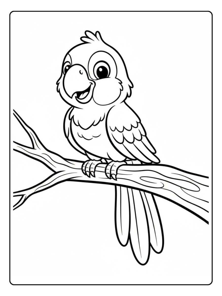 Papagei auf einem Ast – ausmalbilder papagei