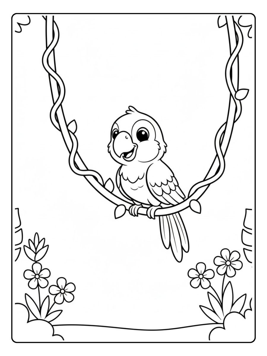 Papagei im Dschungel – ausmalbilder papagei