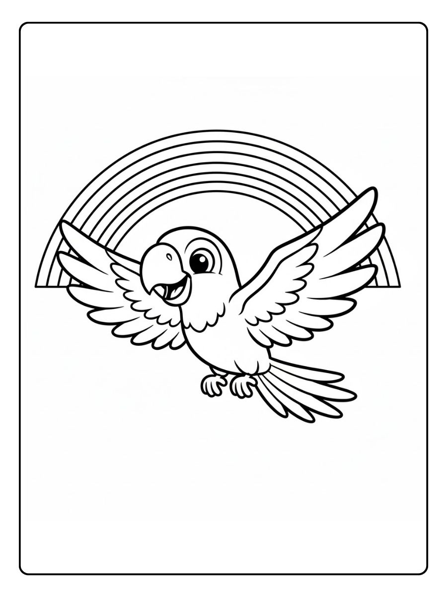 Papagei und Regenbogen – ausmalbilder papagei