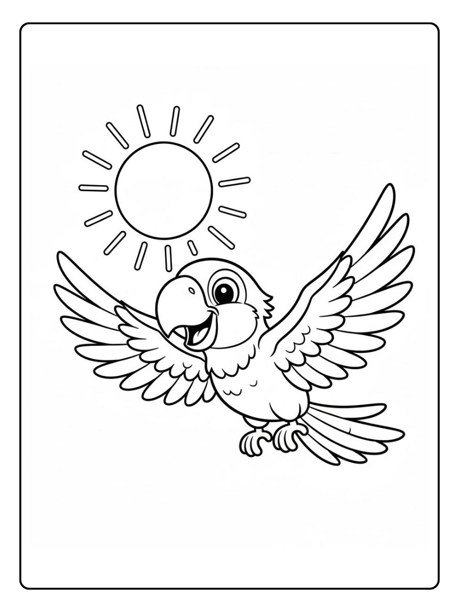 Papagei und Sonne – ausmalbilder papagei