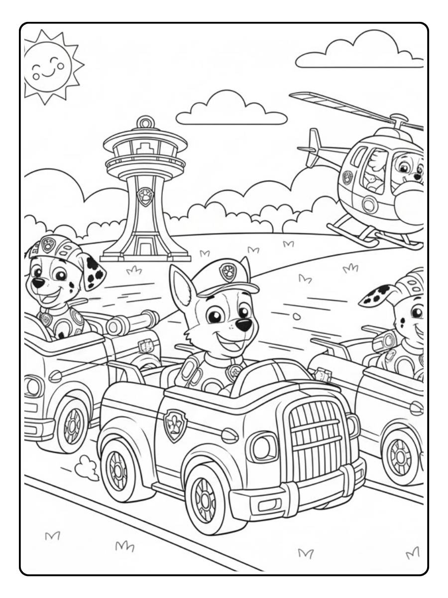 Paw Patrol Ausmalbilder Autofahrt
