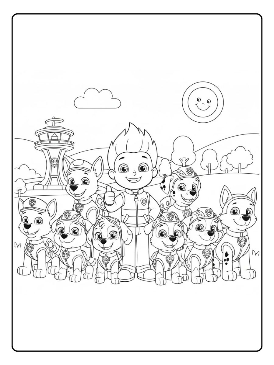 Paw Patrol Ausmalbilder Ryder und Hunde