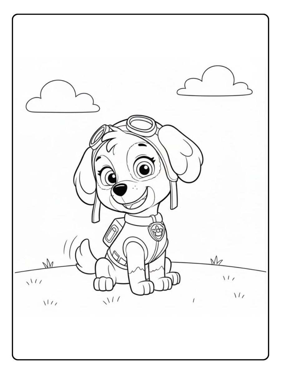 Paw Patrol Ausmalbilder Sky Sitzt