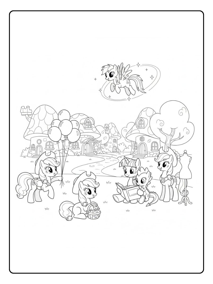 Ponyville Szene My Little Pony Ausmalbilder